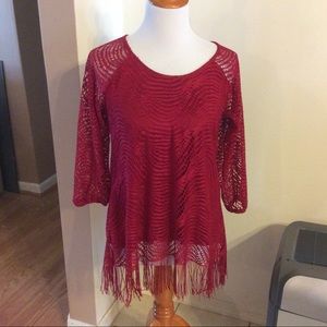New Directions Burgundy Lace Top Size PM NWOT